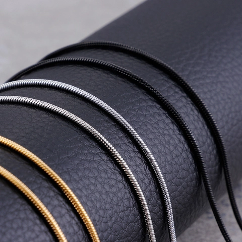Snake Bone Chain Necklace 316L Stainless Steel Vacuum Plating Minimalist Plain Round Link Unisex Versatile Jewelry