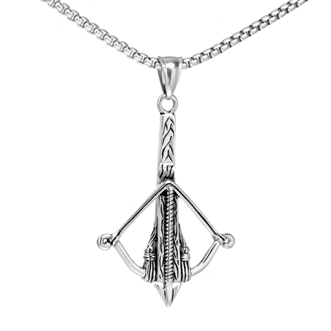 Armbrust Bogen Und Pfeil Anhänger Halskette Edelstahl Vintage Punk Hip Hop Schmuck Für Herren