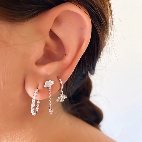 Süße Wolke Blitz Ohrstecker Mit 925 Sterlingsilber Ohrstecker-Stift Zirkonia Eingelegt Kupfer Gold Silber Ohrschmuck Für Damen Geschenk