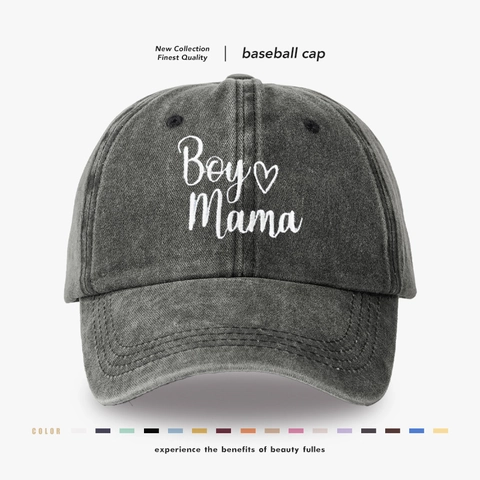 Boy Mama Bestickte Washed Cotton Baseballkappe Vintage Distressed Soft Top Sonnenhut Für Frauen