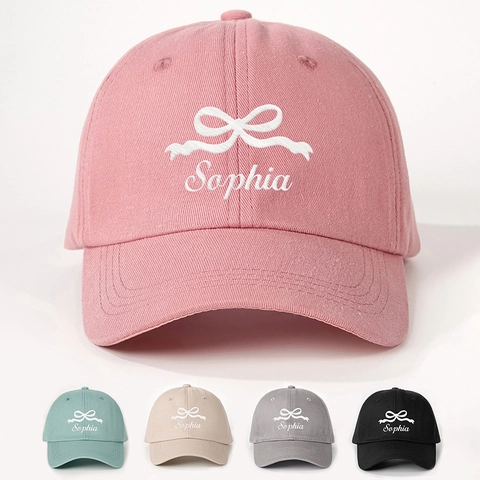 Damen Baseballkappe Polyester Bestickte Schleife Sophia Schriftzug Verstellbar Sonnenschutz Outdoor Sonnenschutz Freizeithut