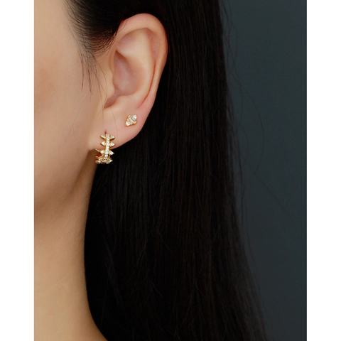 Boucles D'oreilles Puces Géométriques Zircon Baguette Silver Earring Post Argent Sterling 925 Bijoux Style INS Femmes
