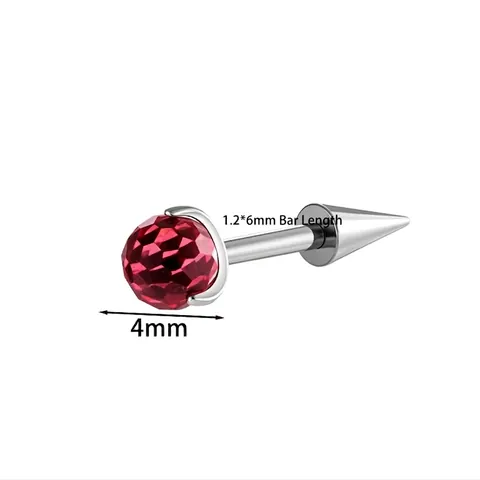 F136 Titaniumlegering Kraakbeen Piercing Stud Gefacetteerde Kristallen Bol En Kegel Uiteinde Interne Schroefdraad Punk