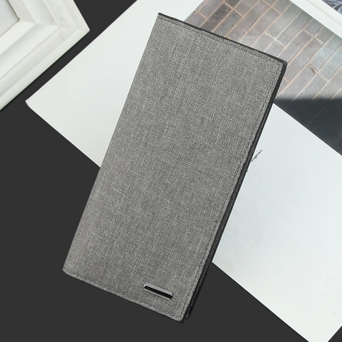 Minimalistisches Herren Langenportemonnaie Canvas Stoff Business Casual Slim Multi Kartenfach Clutch Mit Druckknopfverschluss
