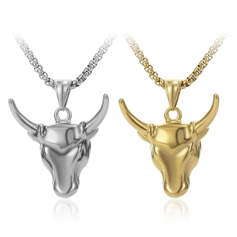 Collar Con Colgante De Cabeza De Toro Acero Inoxidable Hip Hop Punk Animal Zodiaco Joyería Para Hombres Accesorio Estilo Gótico