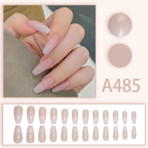 Ombre Pink Gradient Press On Nails Long Coffin Fake Nails Artificial Fingernails Removable Manicure Tools With Glue