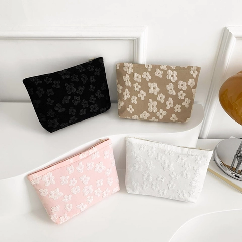 Pochette Da Donna In Tessuto Con Fiori 3D Borsa Per Cosmetici Organizer Chic