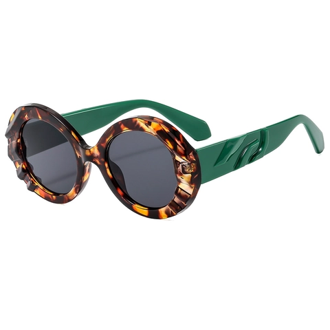 Damen Modern Leoparden Große Ovale Sonnenbrille Retro Wellenstruktur PC UV400 Schutz Modische Brille Für Reisen Party