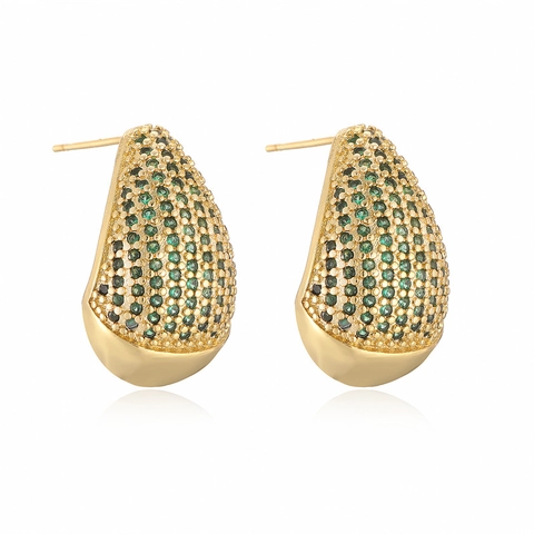 Waterdrop Stud Earrings Copper With Micro Paved Colorful Cubic Zirconia Fashion Minimalist Jewelry For Women