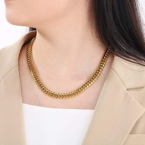 Collana E Bracciale A Catena Cubana Acciaio Inossidabile Stile Hip Hop Gioielli Alla Moda Per Uomini E Donne Chiusura Quadrata Lucidato