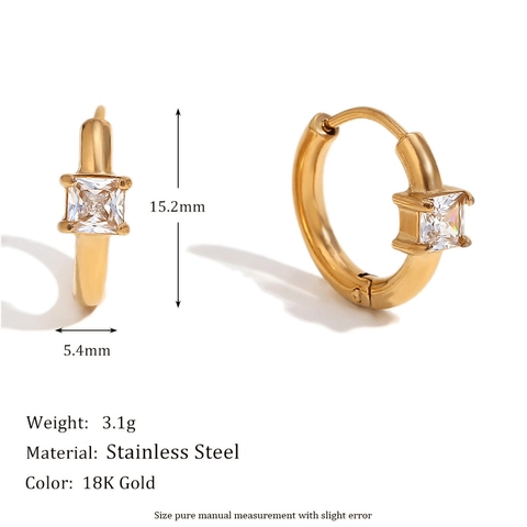 Minimalist Stainless Steel Hoop Earrings 18K Gold Plated Square Triangle Pear Geometric Zircon For Women Huggie Jewelry