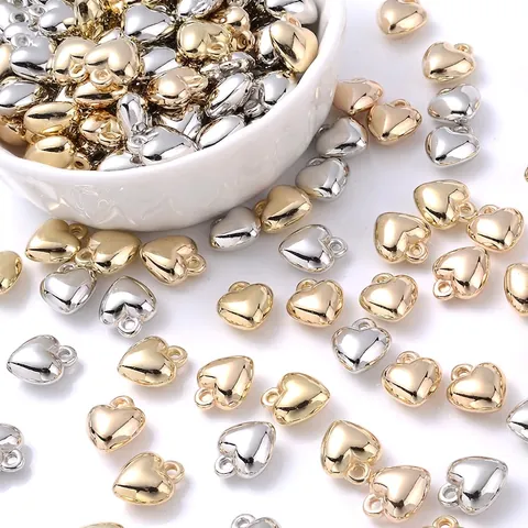 Pendants En Cœur CCB Plastique Plaquage Métallique Pour Création De Bijoux DIY Accessoires Décoratifs Bracelet Collier