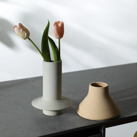 Moderner Minimalistischer Keramik Vase Texturierte Gebürstete Matte Morandi Stil Dekorative Blumenvase Für Das Zuhause