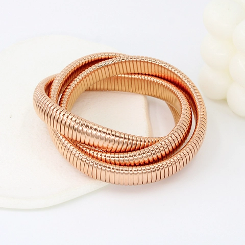 Multi-Layer Elastic Coiled Bracelet 18K Gold Plated Stainless Steel Hip Hop Flexible Tubogas Bangle Fashion Jewelry