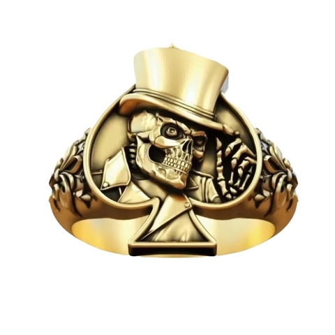Vintage Zinklegierung Totenkopf Ring Mit Zylinder Ace Of Spades Gothic Punk Hip Hop Retro Siegel Jewelry Für Herren