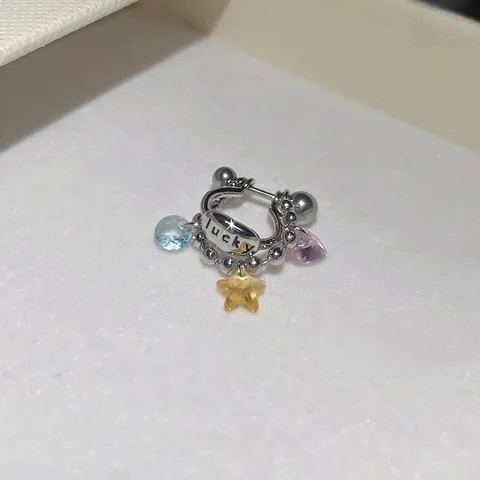 Star Ear Cuff Earrings With 925 Sterling Silver Earring Post Lucky Letter Engraved Multi Color Crystal Heart For Women