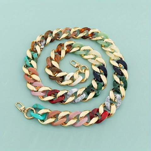 Acrylic Resin Bag Strap Replacement Chain With Gold Metal Links For Women Handbag Shoulder DIY Decorative Accessories