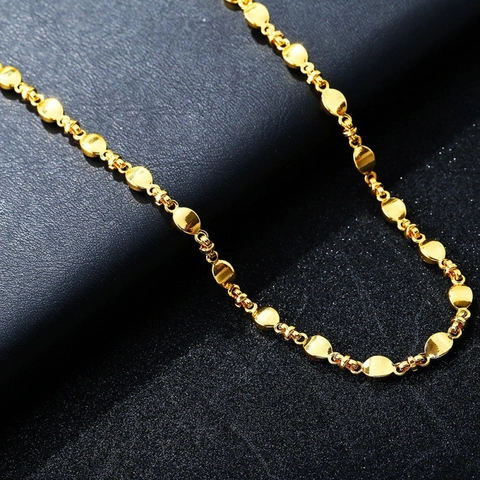 Minimalist 18K Gold Plated Stainless Steel Flat Oval Link Chain Bracelet Necklace For Women Men Fashion Jewelry