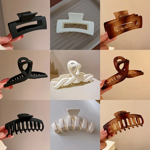 Elegante Molletta Per Capelli In Acrilico Artiglio Geometrico Opaco Antiscivolo Strass Perla Artificial Fiocco Donne
