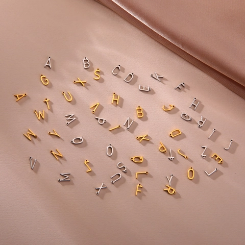 Ciondolo Lettera Iniziale A-Z in Acciaio Inossidabile per Creazione Gioielli DIY Fascino Nome Personalizzato Collana Bracciale