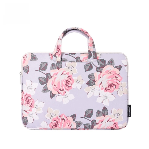 Funda Para Portátil De Mano Estampado Floral Impermeable Antigolpes Poliéster Protectora Forro Peluche Mujer