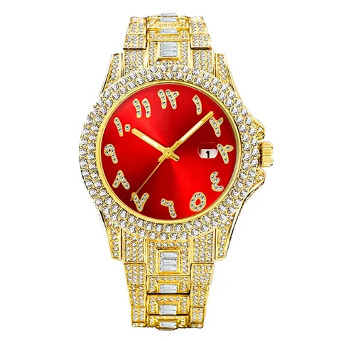 Orologio Da Uomo Di Lusso Iced Out Con Diamanti E Strass Quarzo Hip Hop Business Data Impermeabile Cinturino In Metallo