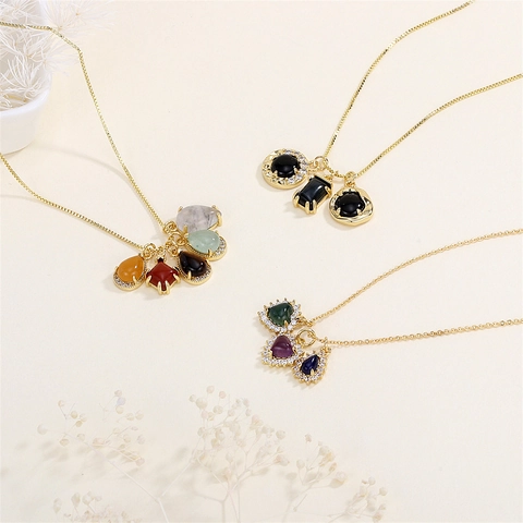 Ciondoli Gioielli DIY Rame Placcato Oro 18K Pietra Naturale Pendenti Cuore Goccia Per Creazione Bracciali Collane