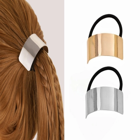 Minimalistische Legierung Spiegel Oberfläche Haargummi Hochelastisches Gummiband Geometrischer Metall Pferdeschwanzhalter
