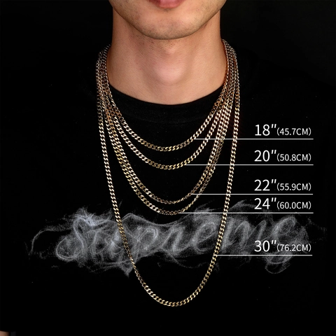 Chaîne Gourmette Pour Hommes Acier Inoxydable Poli Six Faces Galvanisé Style Hip Hop Accessoire Bijoux