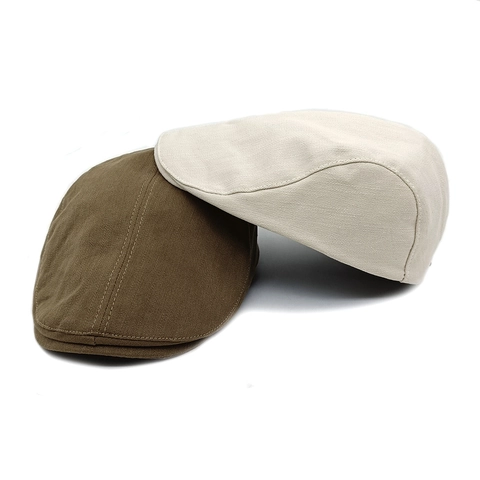 Vintage Cotton Ivy Cap Retro Flat Cap Short Brim Newsboy Hat Solid Color Breathable Casual Headwear For Women Men