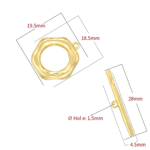 Cierre De Palanca Vintage Flor Irregular Latón Chapado En Oro De 18K Conector Para Collar Pulsera Bricolaje Joyería