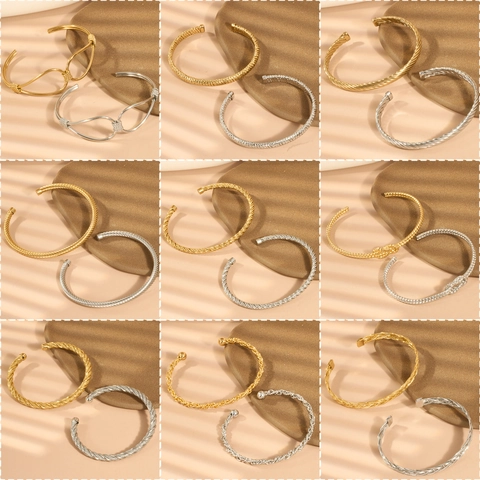 Edelstahl Gedrehter Kabel Manschettenarmreif Für Damen Französischer Stil Eleganter Knoten Gewebter Verstellbarer Modeschmuck Nischendesign