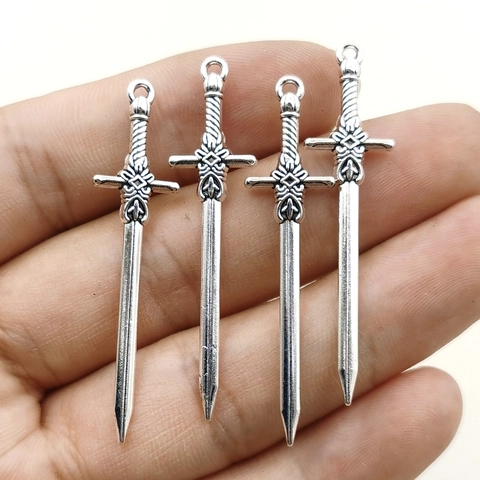 Pendente Spada Pugnale Charm Lega Di Zinco Argento Antico Stile Gotico Punk Medievale Per Creazione Di Gioielli Fai Da Te Accessori