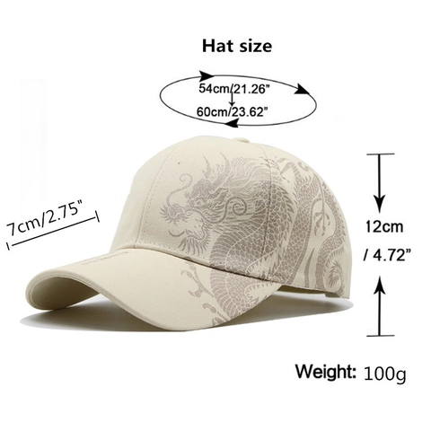 Baseball Cap Chinesischer Drache Muster Baumwolle Verstellbar Outdoor Sonnenschutz Freizeithut Für Herren Damen
