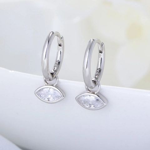 Pendientes de Aro Huggie de Plata de Ley 925 Con Circonia Marquesa Para Mujer Joyería Geométrica Minimalista Chapada en Oro Plata