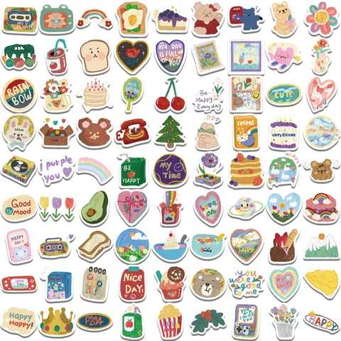 Pegatinas De Acuarela De Dibujos Animados PVC Mate Impermeable DIY Scrapbooking Diario Decorativo Linda Para Laptop Funda De Teléfono