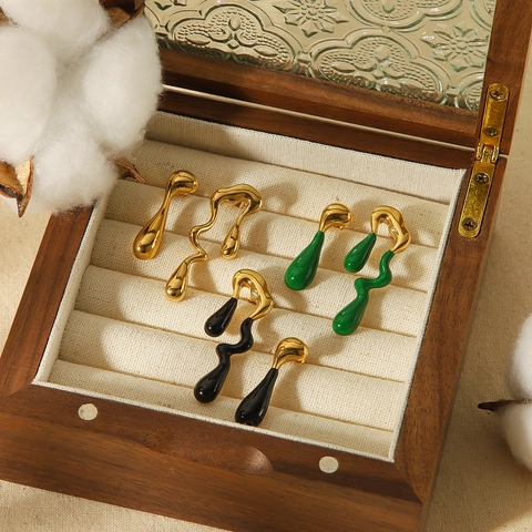 Irregular Liquid Dripping Earrings Stainless Steel Gold Plated Asymmetrical Geometric Fashion Women Minimalist Jewelry