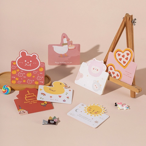 Niedliche Cartoon Faltbare Grußkarten Papier Kawaii Tier Sonne Herz Nachricht Karte Für Geburtstag Kinder Geschenk