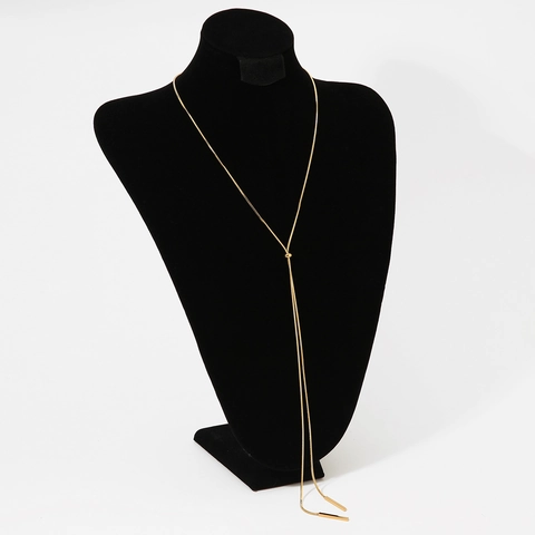 Collana Lariat In Acciaio Inossidabile Da Donna Placcata Sottovuoto Forma Y Catena A Serpente Pendenti Rettangolari Geometrici Regolabile