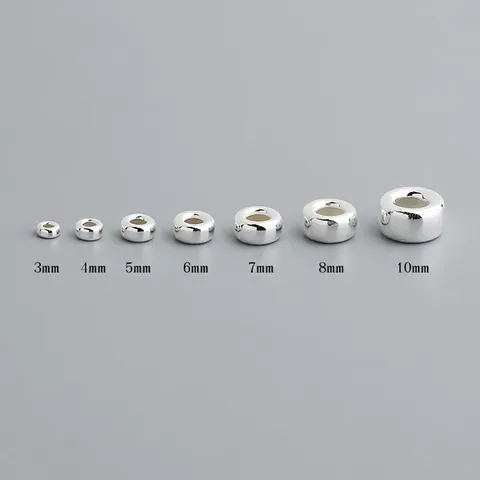 925 Sterling Silber Zwischenperlen Flache Radform Polierte Lose Perlen Für DIY Schmuckherstellung Armband Zubehör