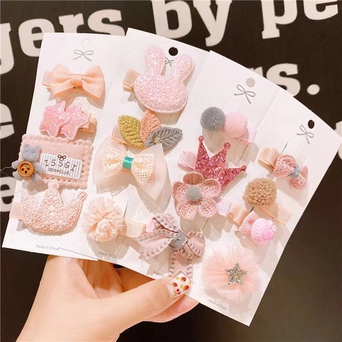Pinzas Para El Pelo Para Niños Tela Cinta Lazo Dulce Dibujos Animados Floral Lentejuelas Malla Para Niñas