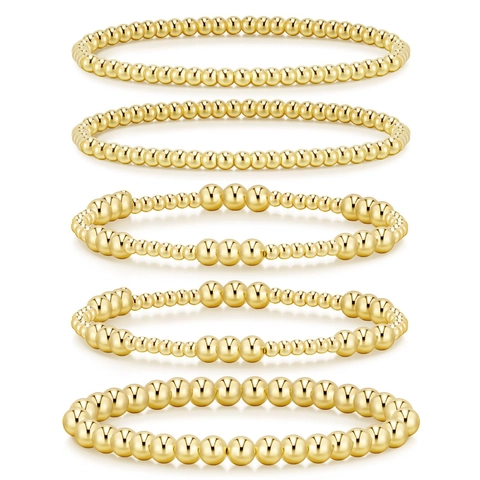 Bracciali Impilabili Bohémien In Lega Ed Ematite Perline Tonde Gioielli Elastici Per Donna Stile Di Moda Versatile