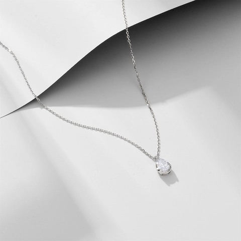 Collana Pendente in Argento Sterling 925 Zirconia a Goccia per Donna Catena da Clavicola Minimalista Gioielli di Lusso Leggero Regalo