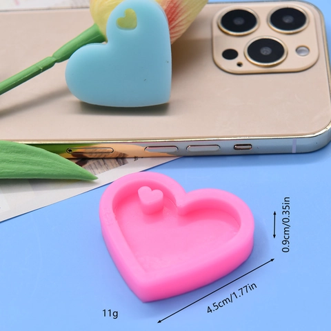 Heart Shaped Silicone Mold For DIY Resin Jewelry Keychain Fondant Cake Decoration Non-Stick Flexible Pink Baking Tool