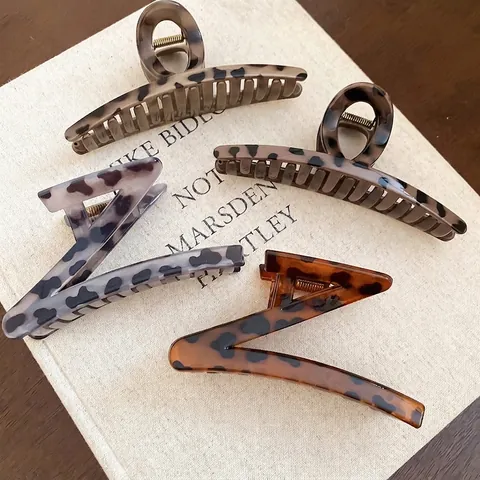 Molletta Per Capelli Leopardata Forma Z Acrilico Tartarugato Accessorio Per Capelli Elegante Per Donne