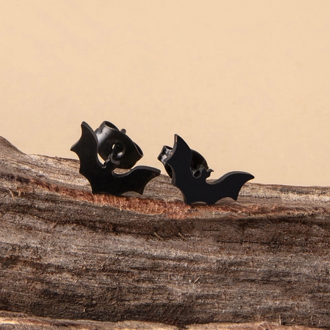 Boucles D'oreilles Puces Et Bague Chauve-souris Bijoux En Alliage Avec Tige En Acier Inoxydable Style Punk Gothique Halloween