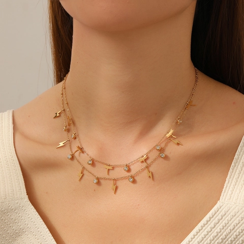 Libelle Blitz Anhänger Halskette Edelstahl 18K Vergoldet Zirkonia Zierlicher Vielseitiger Schmuck Für Damen