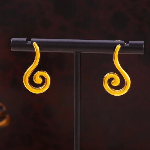 Pendientes De Botón De Concha En Espiral De Acero De Titanio Chapado En Oro Patrón Torsonado Joyas Minimalistas Para Mujeres Accesorios Modernos