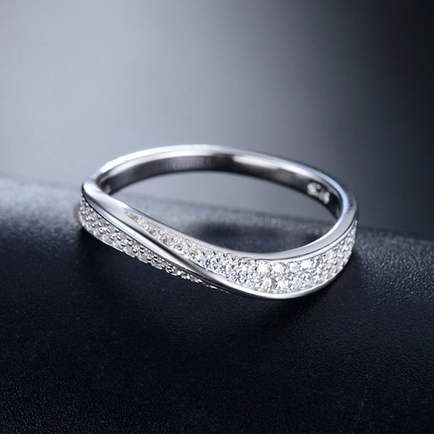 Anello In Argento Sterling 925 Da Donna Elegante Ondulato Irregolare Geometrico Zirconia Gioielli Minimalisti Moda