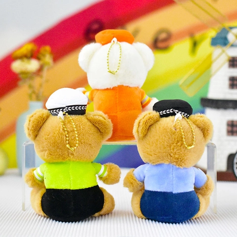 Χαριτωμένο Μπρελόκ Teddy Bear Rabbit Plush Επαγγελματική Στολή Αστυνομία Πυροσβέστης Τροχονόμος Λούτρινο Παιχνίδι Κρεμαστό Τσάντας